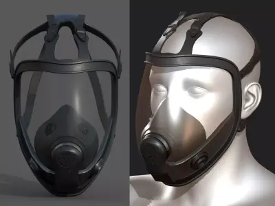 Gas mask black protection futuristic technology  Low-poly 3D model