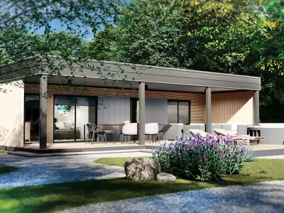 modern mobile home tiny house vacation house  on 44m2  3D plan 3D model