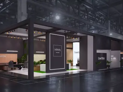 10x25 Exhibiton Stand 3D Model 3 Sides Open Booth 3D model