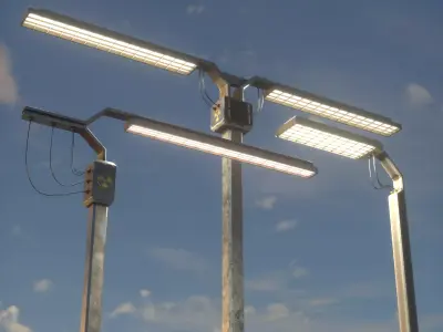 Cyberpunk-style street lights 3D model