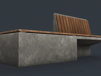 Modern Outdoor Bench 37 PBR Game Ready Low-poly 3D model