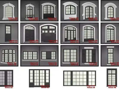 Classic Windows Set Low-poly 3D model