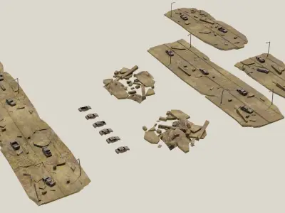 Ruined City Destroyed Cityscape Pack 3D model