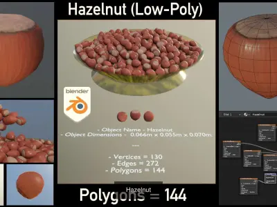 Hazelnut and Leaf 3D Model Pack