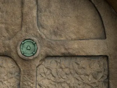 SandStone Door with Ornaments Low-poly 3D model