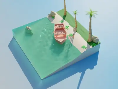 Tropical Beach 3D model buy