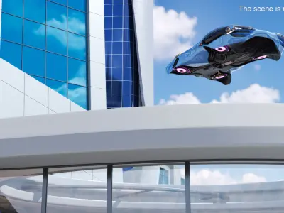  Futuristic Air Taxi Port with Flying Hover Cars 