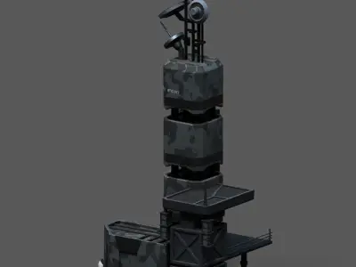 Scifi tower skyscraper building exterior futuristic  Low-poly 3D model