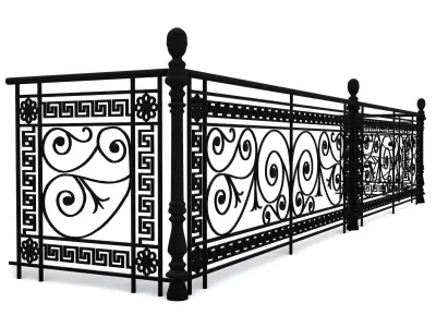 Metal Neoclassical Railing Free 3D model