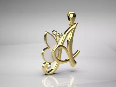 letter A STL 3D pendant jp0049 3D print model