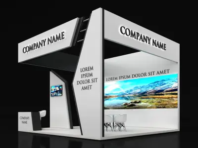 Booth Exhibition Stand Stall 6X6m Height 450 cm 3 Side Open 3D model