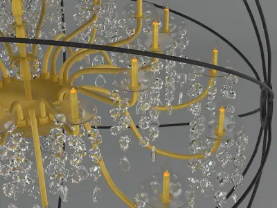 chandelier made of gold and crystals 3D model