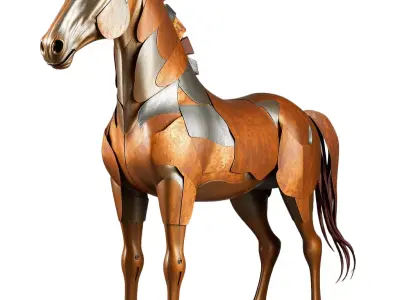Rustic Metallic Horse model pack Low-poly 3D model