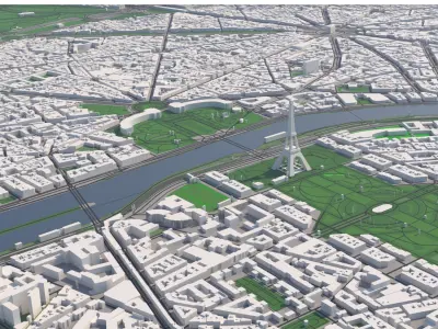 Paris France 30x30km 3D City Map 3D model