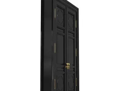 Custom made black lacquer classic double door  3D model