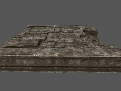 Stairs stone slab Low-poly 3D model