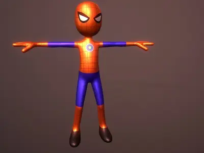 Low poly StickMan Superhero spiderman Pack Rigged 3D model Low-poly 3D model