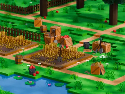 Pixel Farm - Modular Asset Pack Low-poly 3D model