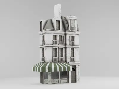 Low-Poly French Building - Textured Low-poly 3D model