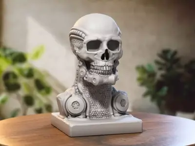 Robot Skull dragon bust Cyborg skull dragon 3D print model purchase