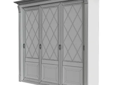 wardrobe low poly 3d model with mirror doors Low-poly 3D model