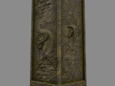 pillar 1 set of four stone columns Low-poly 3D model