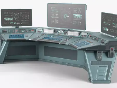 Low-Poly Sci-Fi Control Console Set  Low-poly 3D model