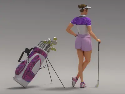  White Female Golf Player Animated HQ Editorial License 