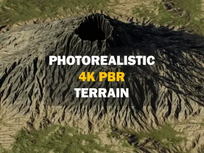 Realistic Volcano Mountain 3D Terrain Environment PBR Low-poly 3D model