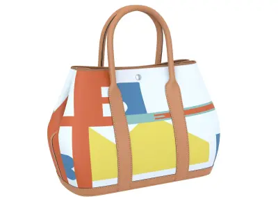 Hermes Garden Party Bag Orange Print Low-poly 3D model