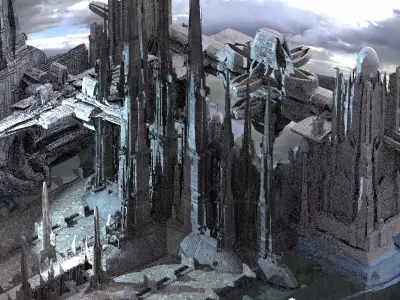 Sci-Fi City winter Advanced Civilization Kit bash  3D model