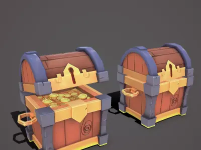 Stylized chest Low-poly 3D model buy