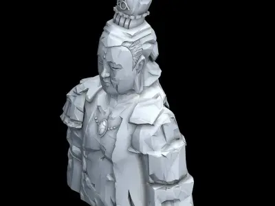 Stone Statue Group - Buddha Image 01 3D model