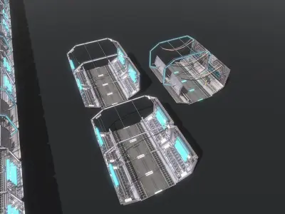 Futuristic Space Tunnel Low-poly 3D model