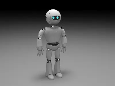 Rigged robot character Low-poly 3D model