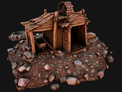 Medieval Gold Ore Mine Low-poly 3D model