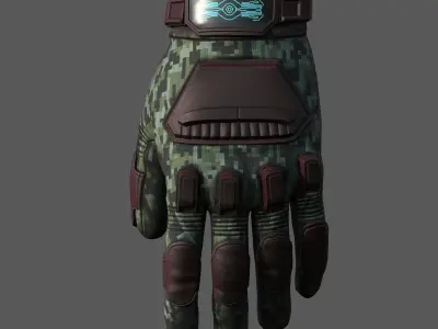 Gloves military human fantasy scifi cloth protection camouflage  Low-poly 3D model