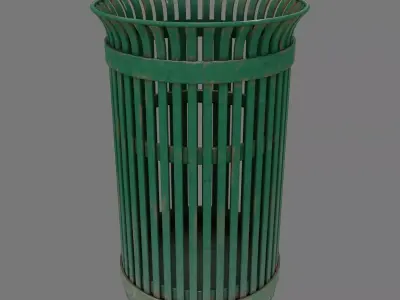 Public Trashcan Low-poly 3D model