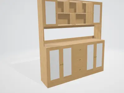 Bookcase with Doors Low-poly 3D model