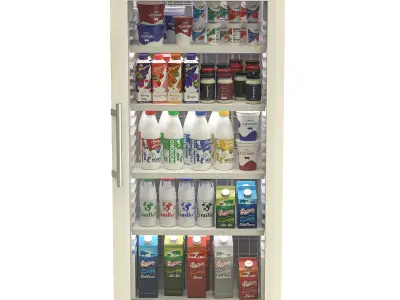 Freezer cabinet with dairy products Low-poly 3D model