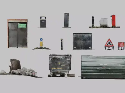 Urban Street Props Scan Pack - 12 Photogrammetry Assets 3D model