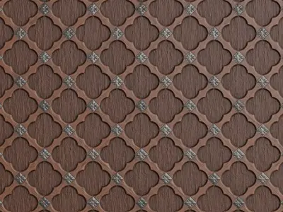 Medieval Arched Iron Lattice Wood Planks PBR Texture