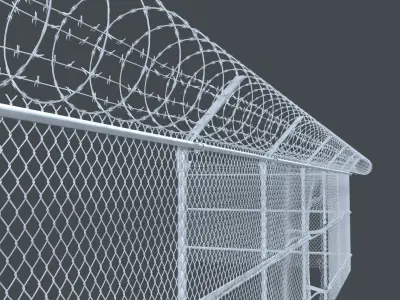 Modular Chain Link Fence High Poly  3D model