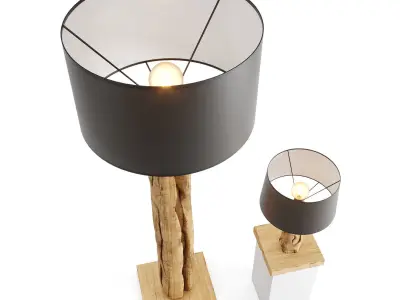 Floor lamp and lamp made of solid teak  Ravilla 3D model