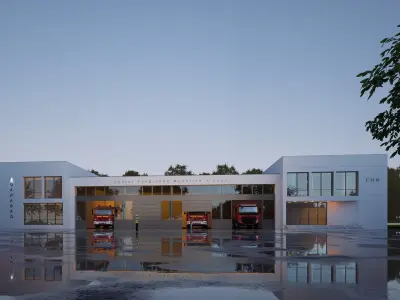 fire station Low-poly 3D model