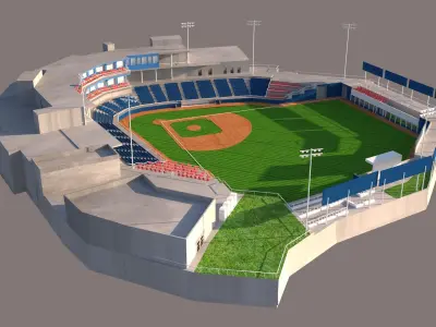 baseball stadium  Low-poly 3D model