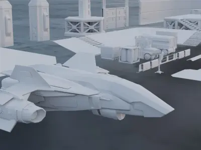 Scifi building kitbash pack Low-poly 3D model