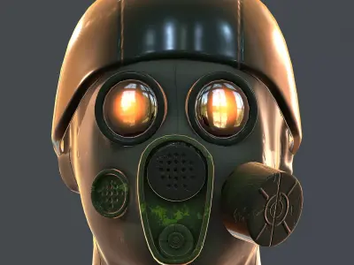 Gas mask helmet 3d model scifi Low-poly  Low-poly 3D model