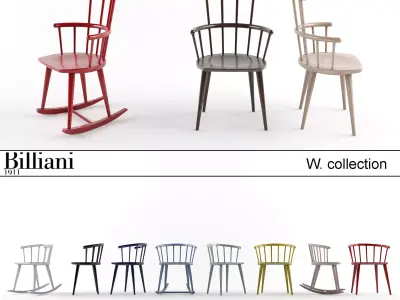 Billiani W collection wooden bench in light 3D model