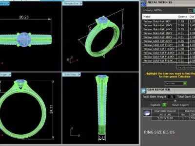Women Light Weight Solitare Diamond Wedding Ring   23 3D print model